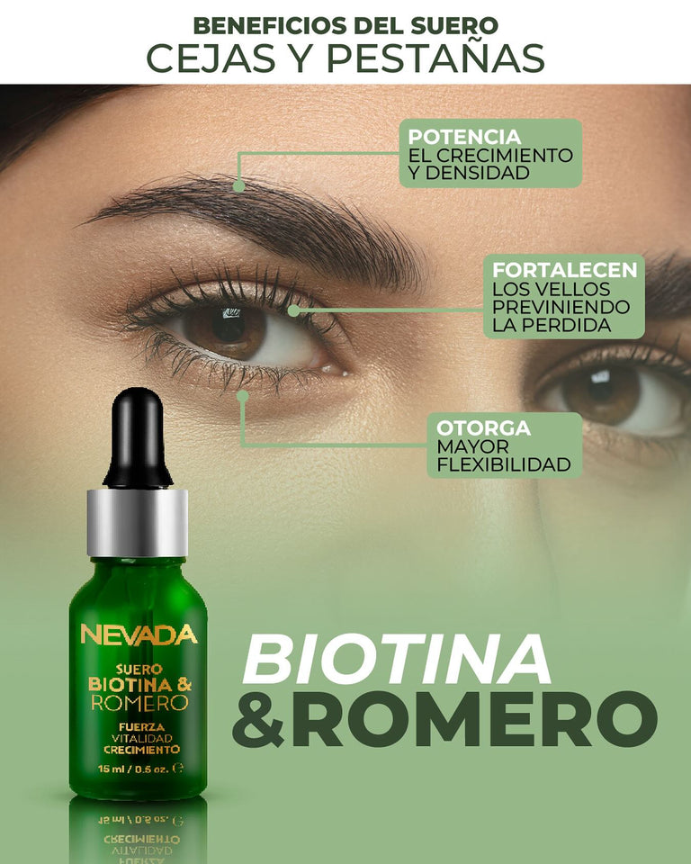 SERUM DE BIOTINA Y ROMERO PARA CRECIMIENTO DE PESTAÑAS Y CEJAS