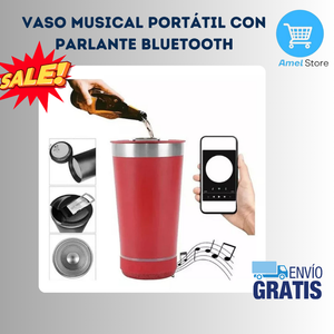 VASO TÉRMICO DE ACERO INOXIDABLE CON PARLANTE BLUETOOTH